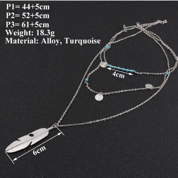 Multilayer Coin Tassel Feather Pendant Necklaces - Picture 4 of 4